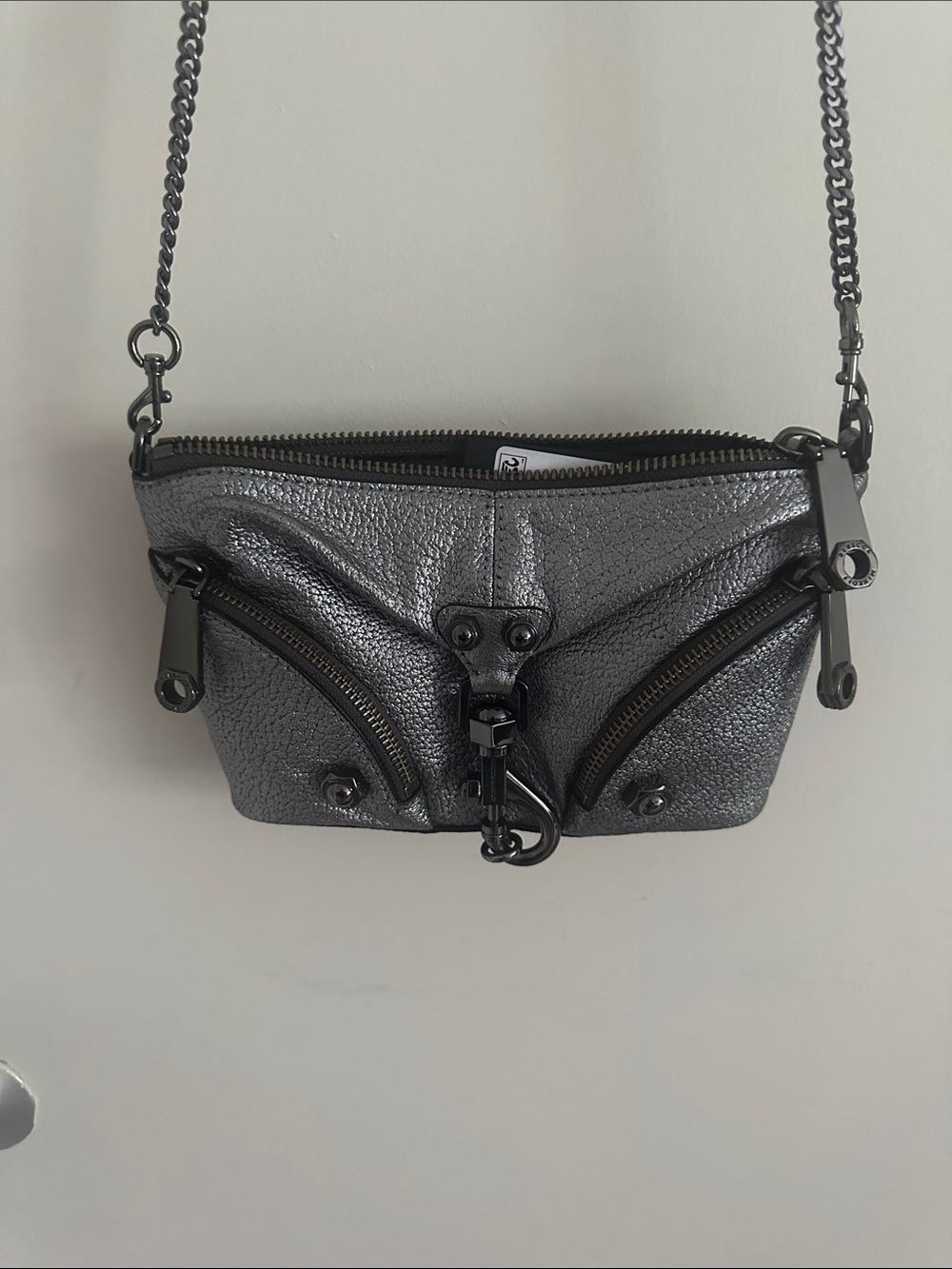 Rebecca Minkoff Metallic Gray Mini Crossbody Bag